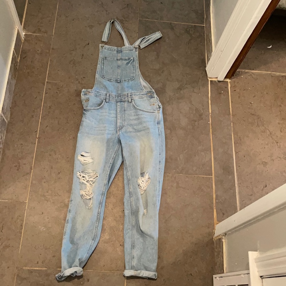Distressed overalls